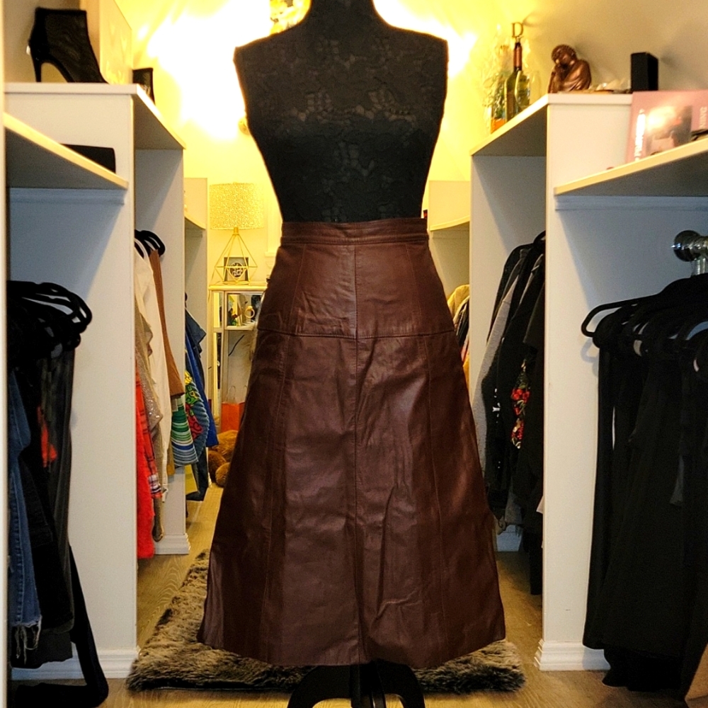Classic A-Line Leather Skirt
